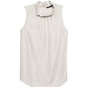 Banana Republic Metallic Stripe Ruffle-Neck Top